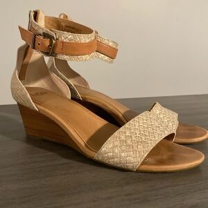 Ugg Char Metallic Ankle Strap low wedge sandals